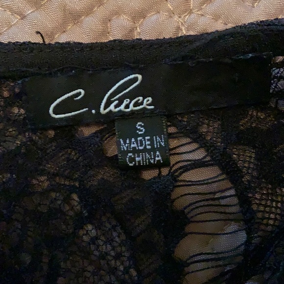 160. C. Luce Top in Purple with Black Lace - Picture 16 of 16